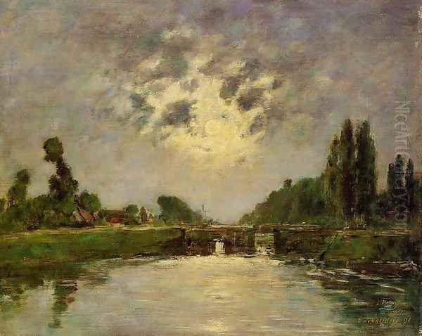 Saint-Valery-sur-Somme, the Bridge on the Lock Oil Painting by Eugene Boudin