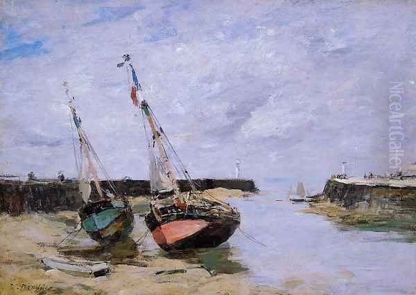 Trouville, the Jettys, Low Tide V Oil Painting by Eugene Boudin