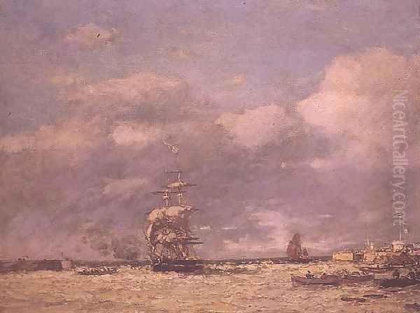 L'Entree du Port de Havre Oil Painting by Eugene Boudin