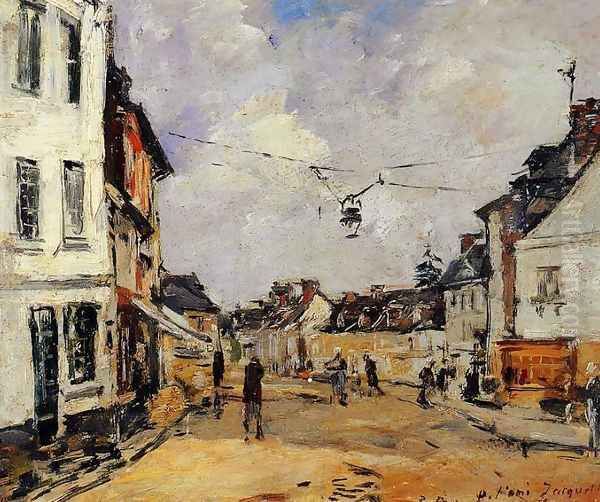 Fervaques, the Main Street Oil Painting by Eugene Boudin