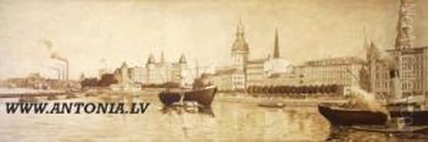 Panorama Of Riga Oil Painting by Eduards Vitols