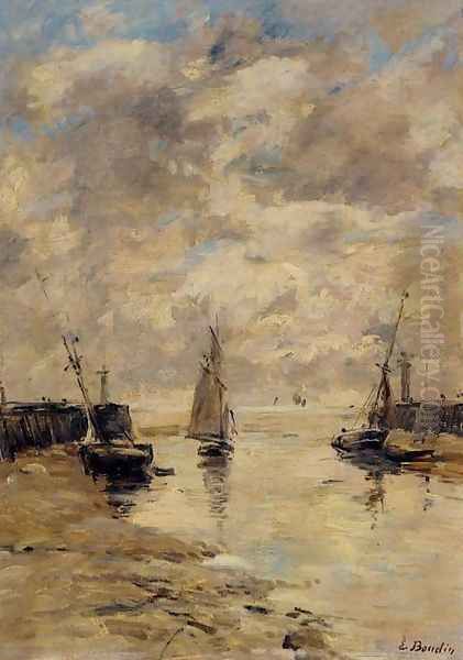 Trouville, the Jettys, Low Tide VIII Oil Painting by Eugene Boudin