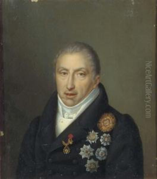 Portrait Of Carlo Felice, King Of Sardinia (1765-1831) Oil Painting by P. Vivaldi