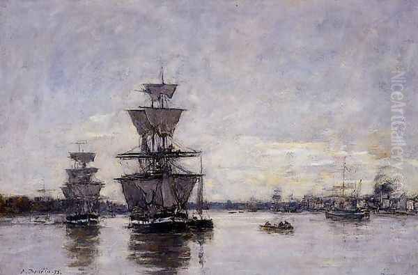 The Port of Bordeaux Oil Painting by Eugene Boudin