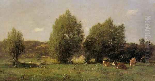 Landscape near Honfleur Oil Painting by Eugene Boudin