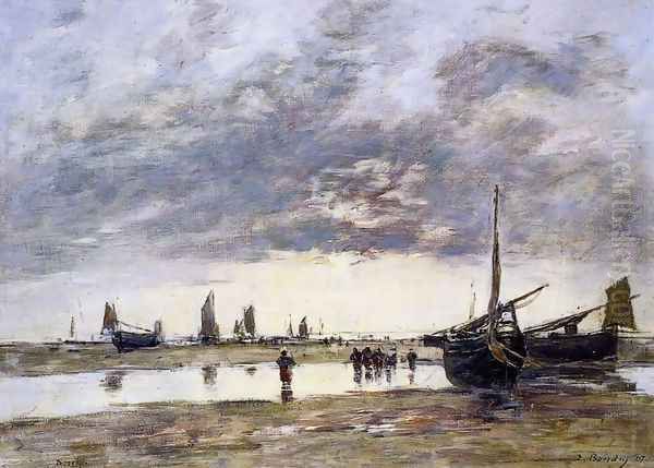 Low Tide at Berck Oil Painting by Eugene Boudin