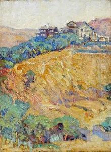 Homes On A Hillside, Thought To Be Alameda, California Oil Painting by Calthea Campbell Vivian