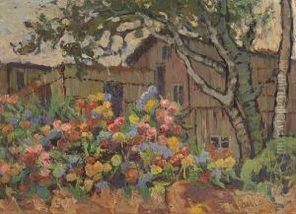 Hydrangeas In Monterey Oil Painting by Calthea Campbell Vivian