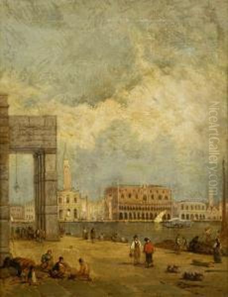 View Of The Customs House Oil Painting by George Vivian