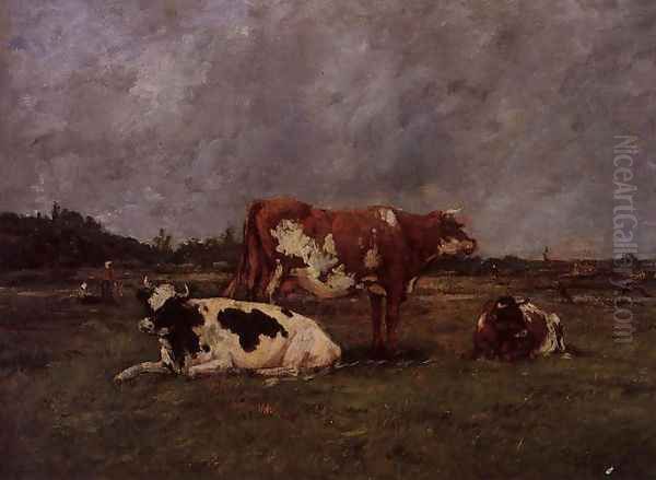 Cows in Pasture Oil Painting by Eugene Boudin