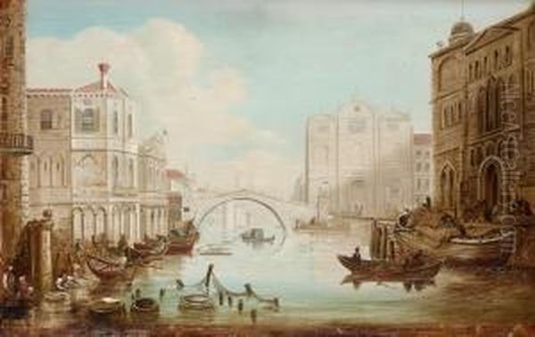 Scene From Venice Oil Painting by John Comley Vivian