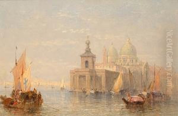 'canale Grande With Maria Della Salute'. Oil Painting by John Comley Vivian