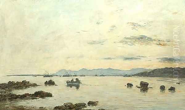 Golfe Juan l'escadre dans la baie Oil Painting by Eugene Boudin