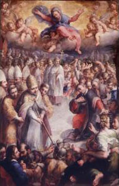 Pope Liberius Marking The Site Of The Church Of Santa Maria Maggiore Oil Painting by Antonio Viviani Il Sordo