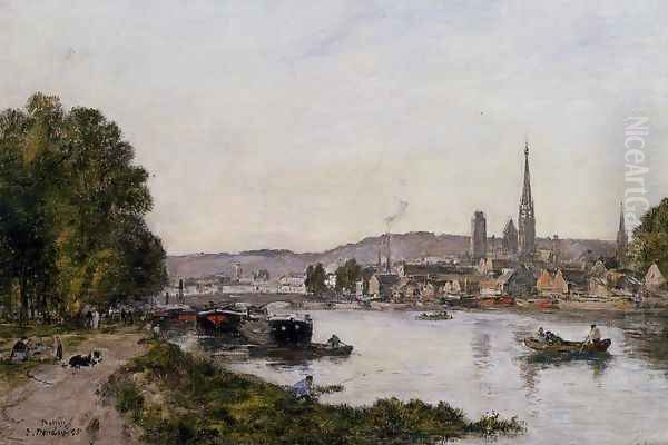 Rouen, View over the River Seine Oil Painting by Eugene Boudin