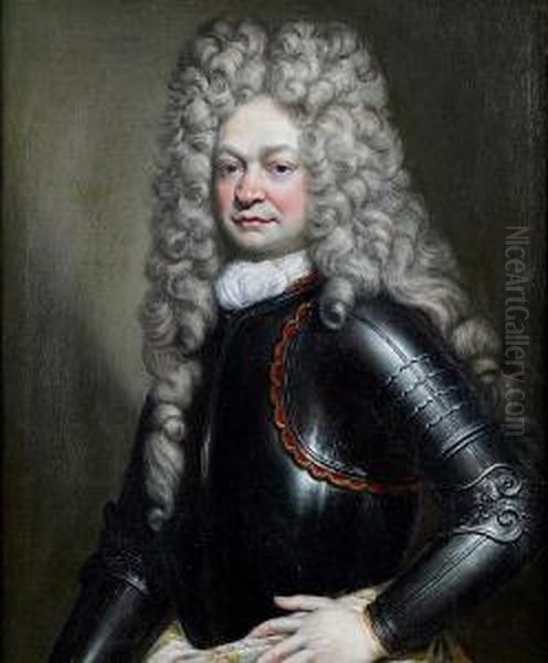 Portrait Of A Gentleman, Half-length, Inarmour Oil Painting by Joseph Vivien