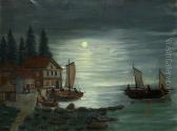 Le Retour De Peche Nocturne Oil Painting by Louis Vivin