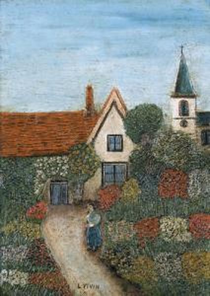 Paysage, Maison Et Fleurs Oil Painting by Louis Vivin