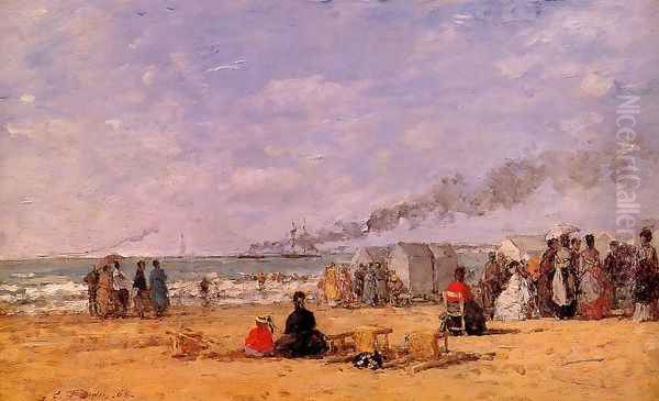 The Beach at Trouville IV Oil Painting by Eugene Boudin