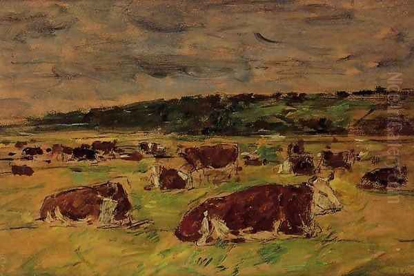 Cows in the Pasture I Oil Painting by Eugene Boudin