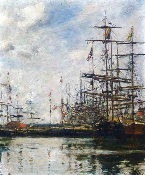 The Port, Ships at Dock Oil Painting by Eugene Boudin