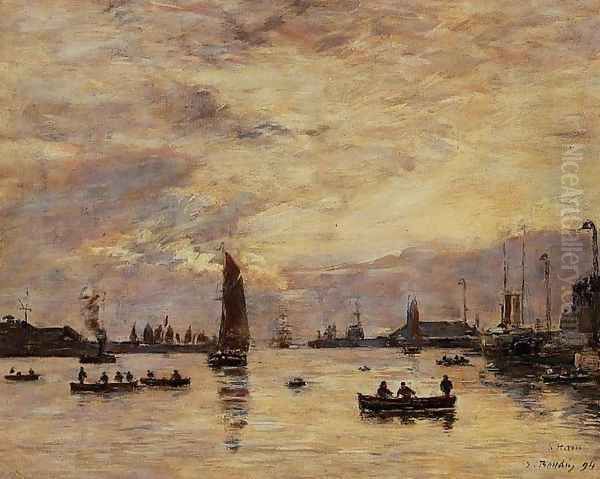 Le Havre, l'avant-port Oil Painting by Eugene Boudin