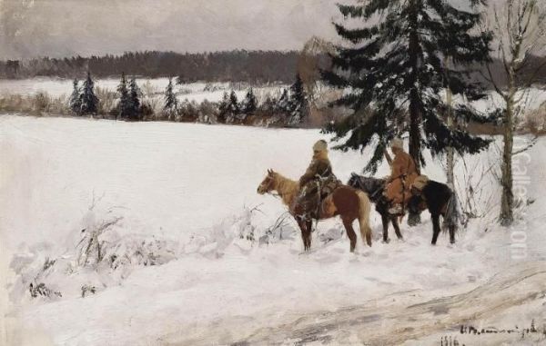 Cossacks On Reconnaissance Oil Painting by Ivan Alexeievitch Vladimirov