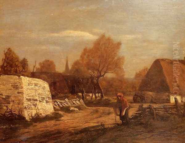 Farm near Quimper Oil Painting by Eugene Boudin