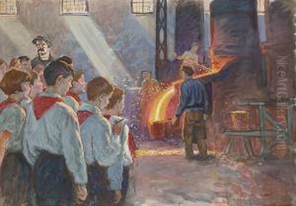 Young Pioneers In A Foundry by Boris E. Vladimirsky