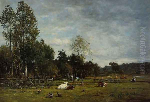 Landscape near Honfleur I Oil Painting by Eugene Boudin