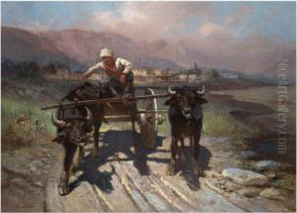 Driving The Oxen by Vladislav Karlovich Stakhovsky