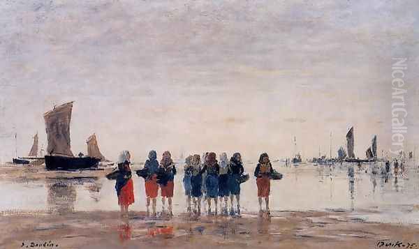 Fisherwomen at Berck Oil Painting by Eugene Boudin