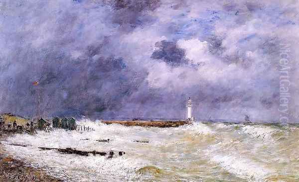 Le Havre, Heavy Winds off of Frascati Oil Painting by Eugene Boudin