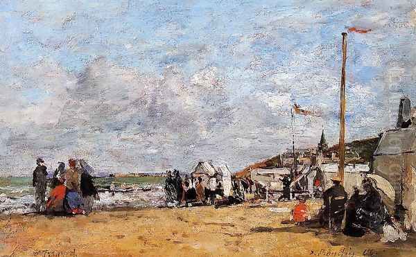 Trouville, Beach Scene I Oil Painting by Eugene Boudin