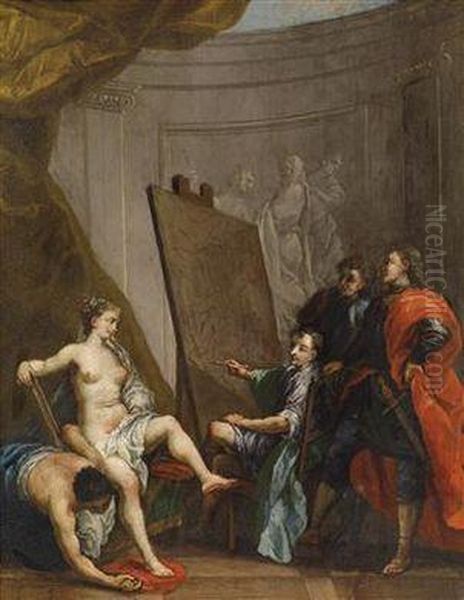 Apelles Painting Campaspe In The Presence Of Alexander The Great Oil Painting by Nicolas Vleughels