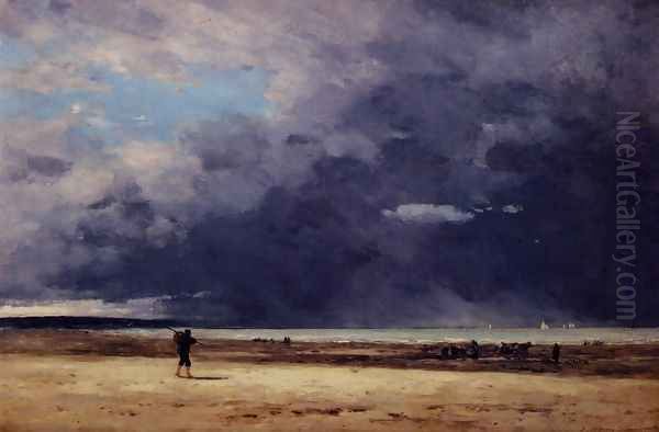 Deauville, Low Tide Oil Painting by Eugene Boudin