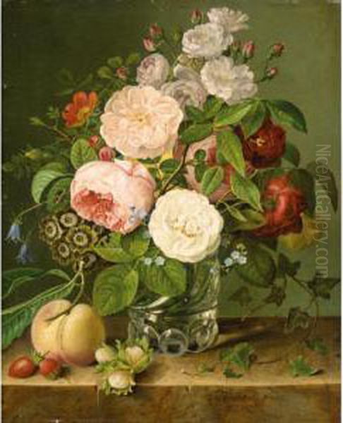 Still Life With Roses by Gottfried Wilhelm Voelcker