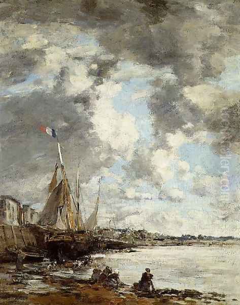 Laundresses on the Banks of the Touques XIII Oil Painting by Eugene Boudin