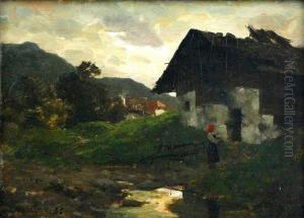 Sennhutte In Den Bergen Oil Painting by Fritz Voellmy