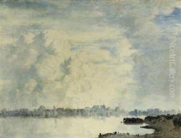 Cows Along The River Ijssel, Hattem Beyond Oil Painting by Floris Verster