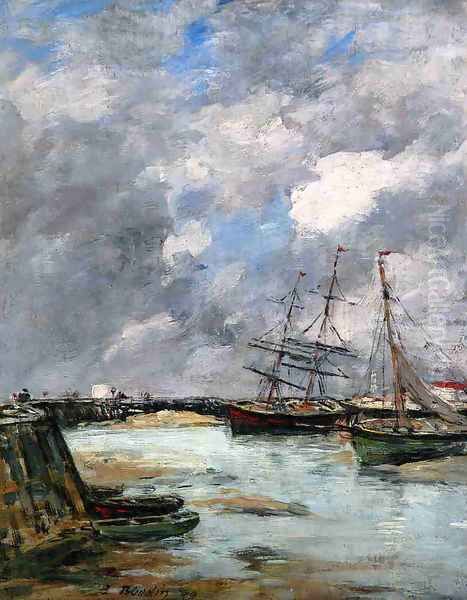 Trouville, the Jettys, Low Tide IV Oil Painting by Eugene Boudin