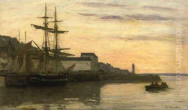 Honfleur, Sailboats Oil Painting by Eugene Boudin