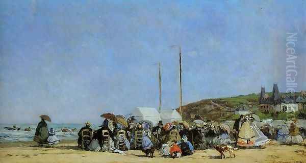 Trouville, Beach Scene Oil Painting by Eugene Boudin