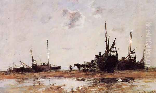 Berck, Low Tide Oil Painting by Eugene Boudin