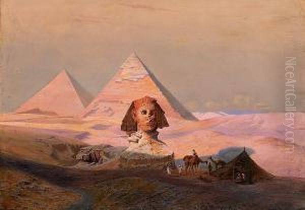 The Great Sphinx Of Giza At Sunset Oil Painting by Hermann Vogel