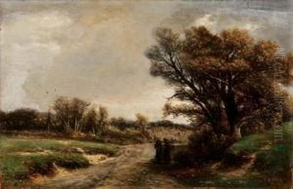 Paesaggio Con Due Donne Oil Painting by Johannes Gijsbert Vogel