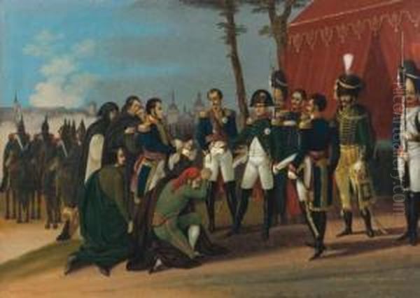 Napoleon Devant Madrid Oil Painting by Ludwig Vogel