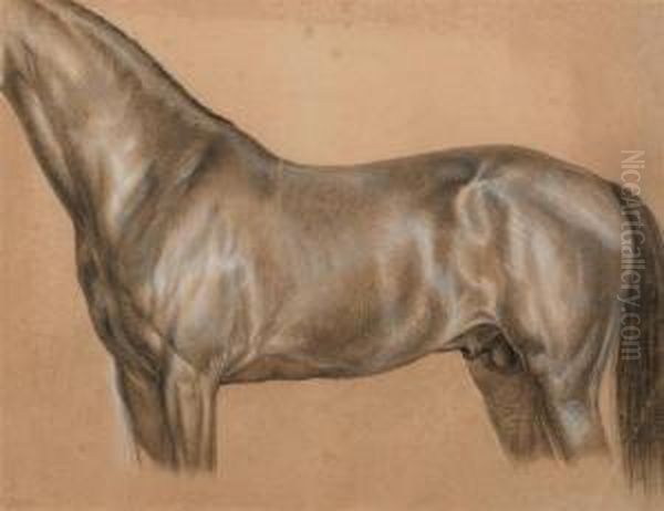 Study Of A Horse. Oil Painting by Ludwig Vogel