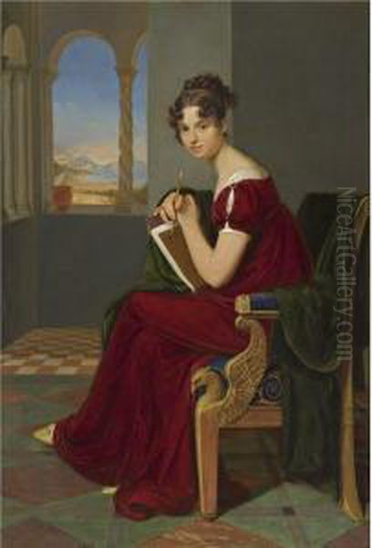 Junge Dame Mit Zeichengerat Oil Painting by Carl Christian Vogel von Vogelstein