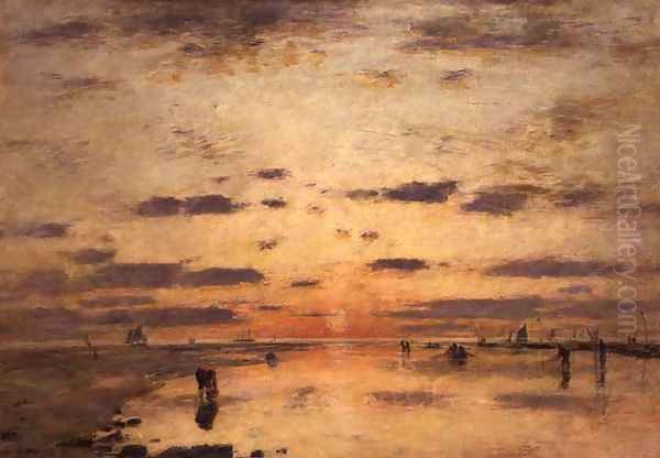 Low Tide and Sunset 1885 Oil Painting by Eugene Boudin